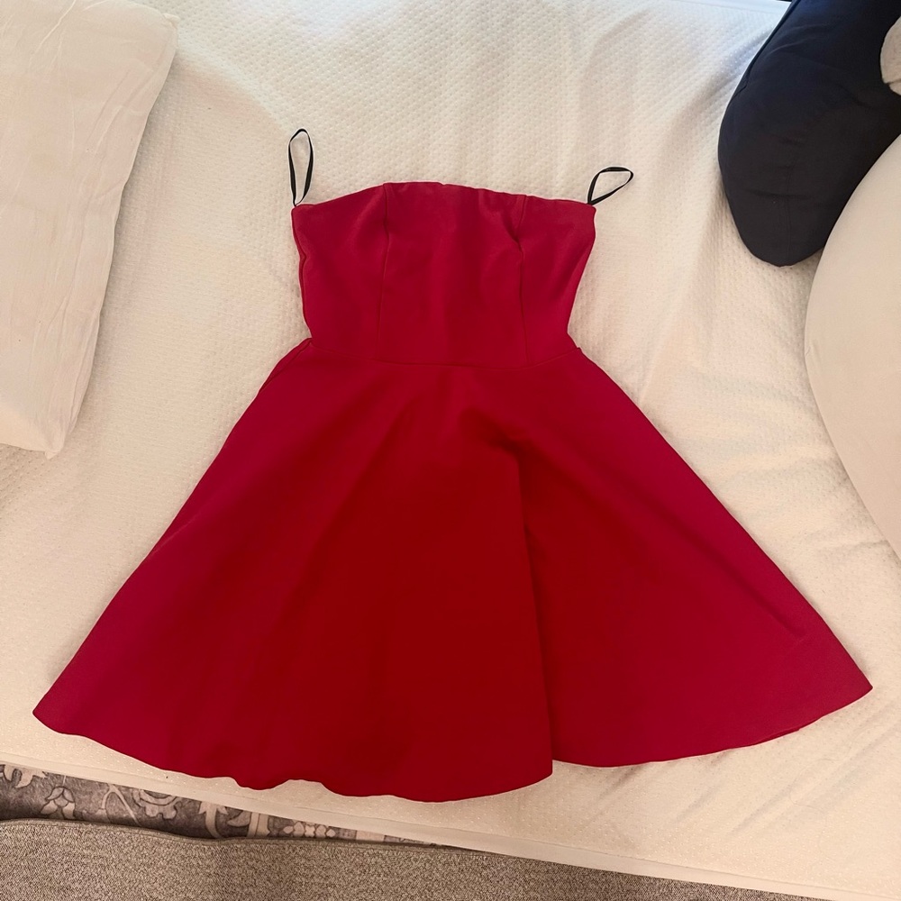 lulus strapless red dress